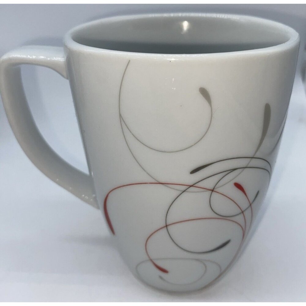 Corelle Coordinates Splendor Mug Red Gray Swirls Abstract Coffee Tea Cup